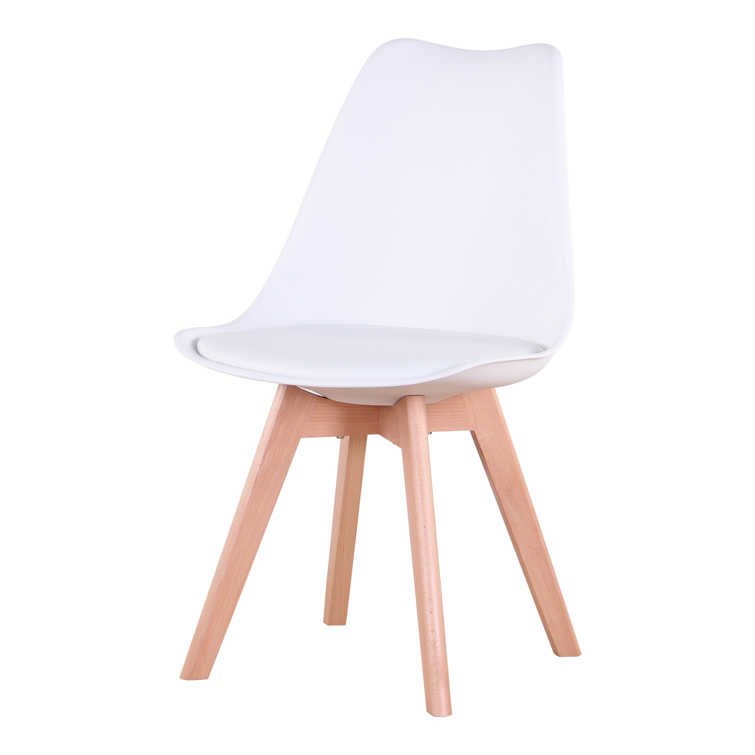 4 / 6Pcs Nordic Medieval Dining Chairs PU Padded Seat Beech Wood Legs Desk Chairs for Dining Room Bedroom Balcony Restaurant