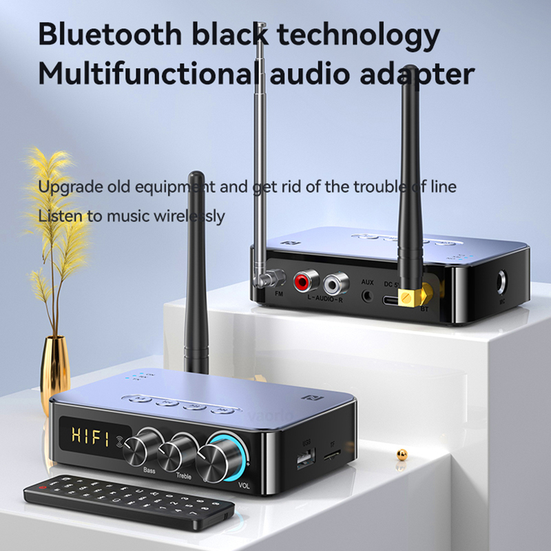 Transmisor receptor Bluetooth 5.0 Nfc Estéreo 3.5mm Conector auxiliar Rca  Adaptador de audio inalámbrico óptico Micrófono Ir Control remoto para TV