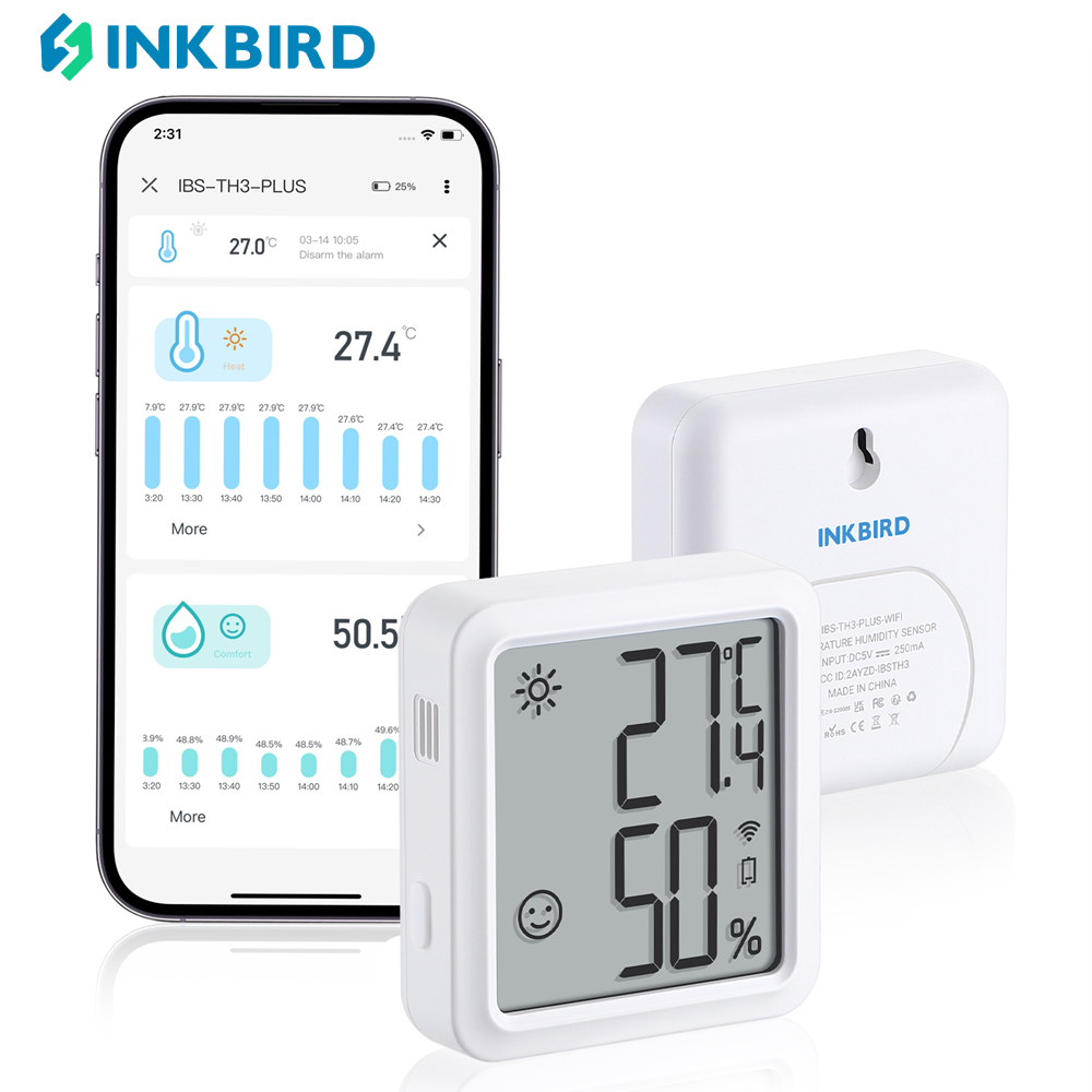 Inkbird Termómetro de carne WiFi IBBQ-4T, termómetro inalámbrico WiFi para  ahumador, horno, gráfico de temperatura de calibración de la aplicación