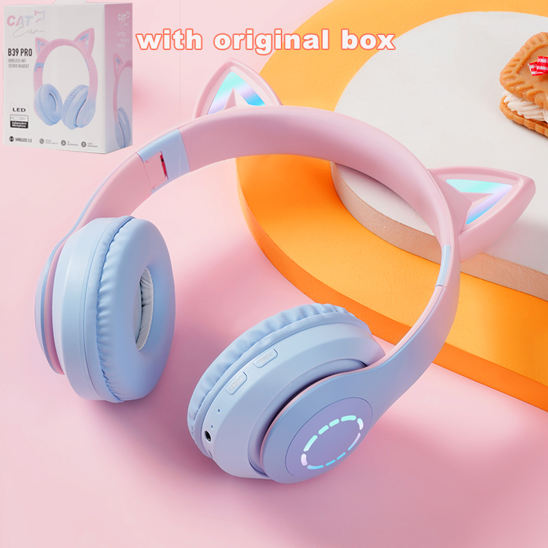 VAORLO - Auriculares inalámbricos con Bluetooth para niñas, audífonos con micrófono para PC, teléfono, reducción de ruido, música, compatible con tarjeta TF
