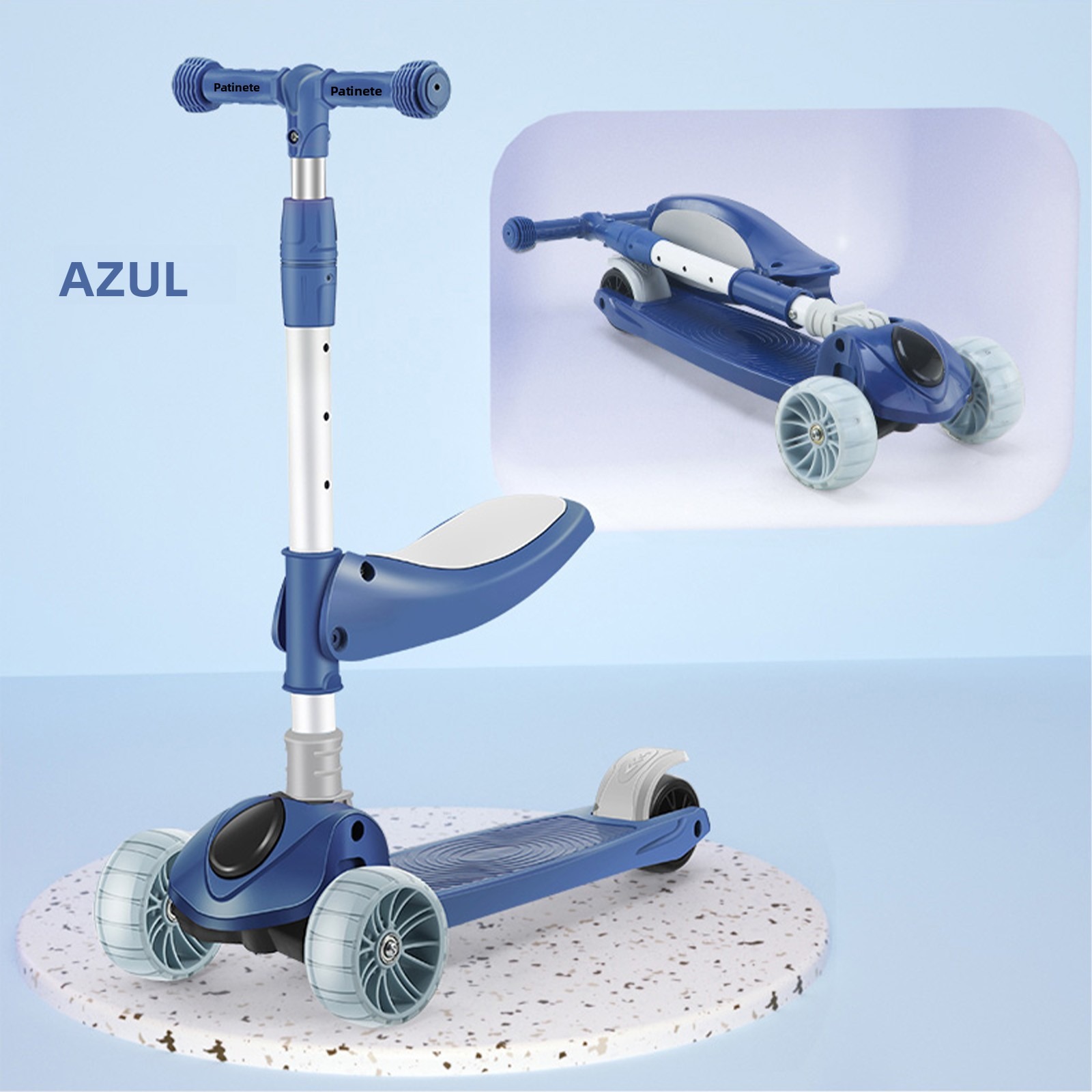 Kick Scooter 3 Wheel with Flash Light, Foldable Baby Scooter w/ 4-Level Adjustable Handlebar for Aages 2-12 Boys & Girls Toddlers