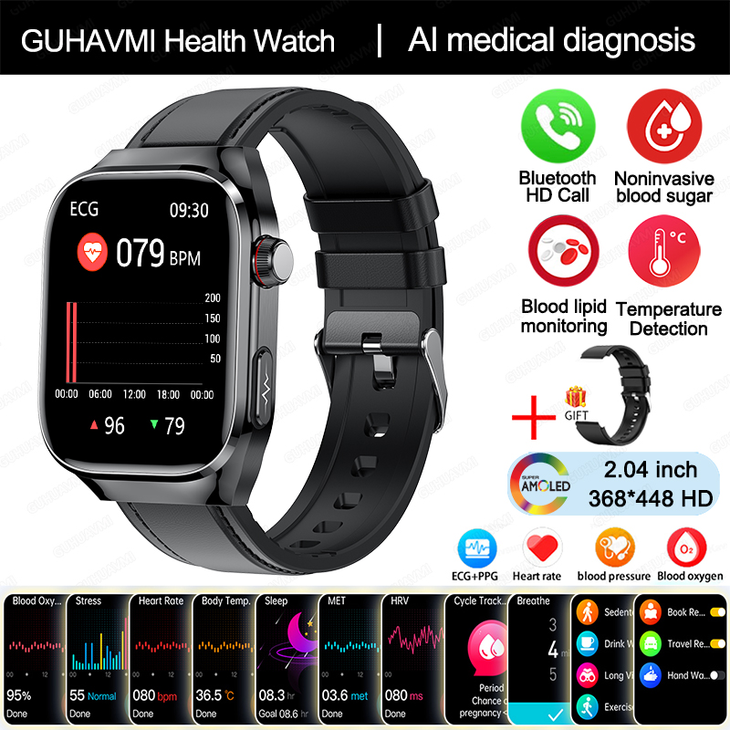 2025 Nuevo Reloj Inteligente de Diagnóstico médico AI de Cinco Órganos, Micro examen Físico de hambres y Mujeres, Smartwatch de Salud de Tres altos, Llamada Bluetooth, ECG función,Lípidos sanguíneos, ácido, monitoreo no invasivo de Azúcar en sangre