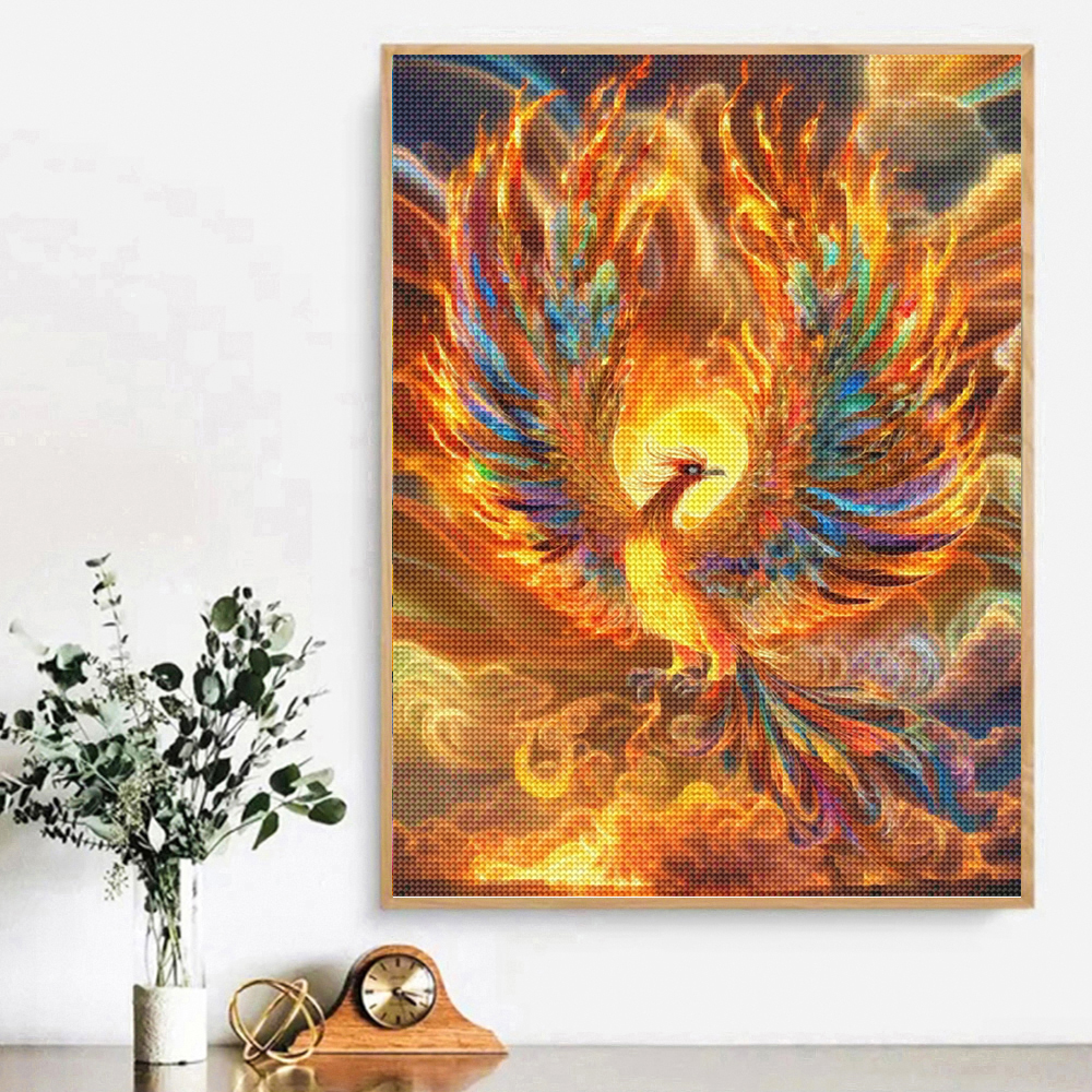 SHEGZHUC 40 x 50 cm Pintura de diamante Fénix Grande Violeta Pintura Diamante Pájaro Llama Pintura Diamante Imágenes Animales Mosaico Pintura Diamante