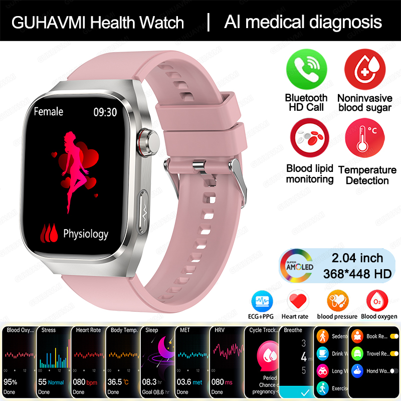 2025 Nuevo Reloj Inteligente de Diagnóstico médico AI de Cinco Órganos, Micro examen Físico de hambres y Mujeres, Smartwatch de Salud de Tres altos, Llamada Bluetooth, ECG función,Lípidos sanguíneos, ácido, monitoreo no invasivo de Azúcar en sangre