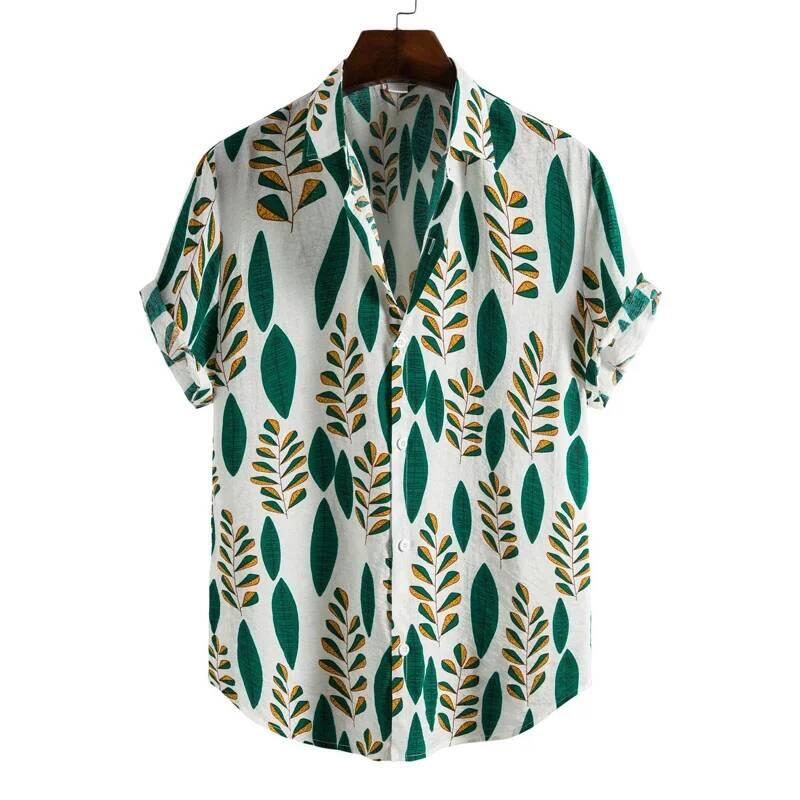 Hombres de manga corta con estampado hawaiano retro de los años 90, camisa de playa tropical para vacaciones, camisas sueltas casuales para hombres - details 8