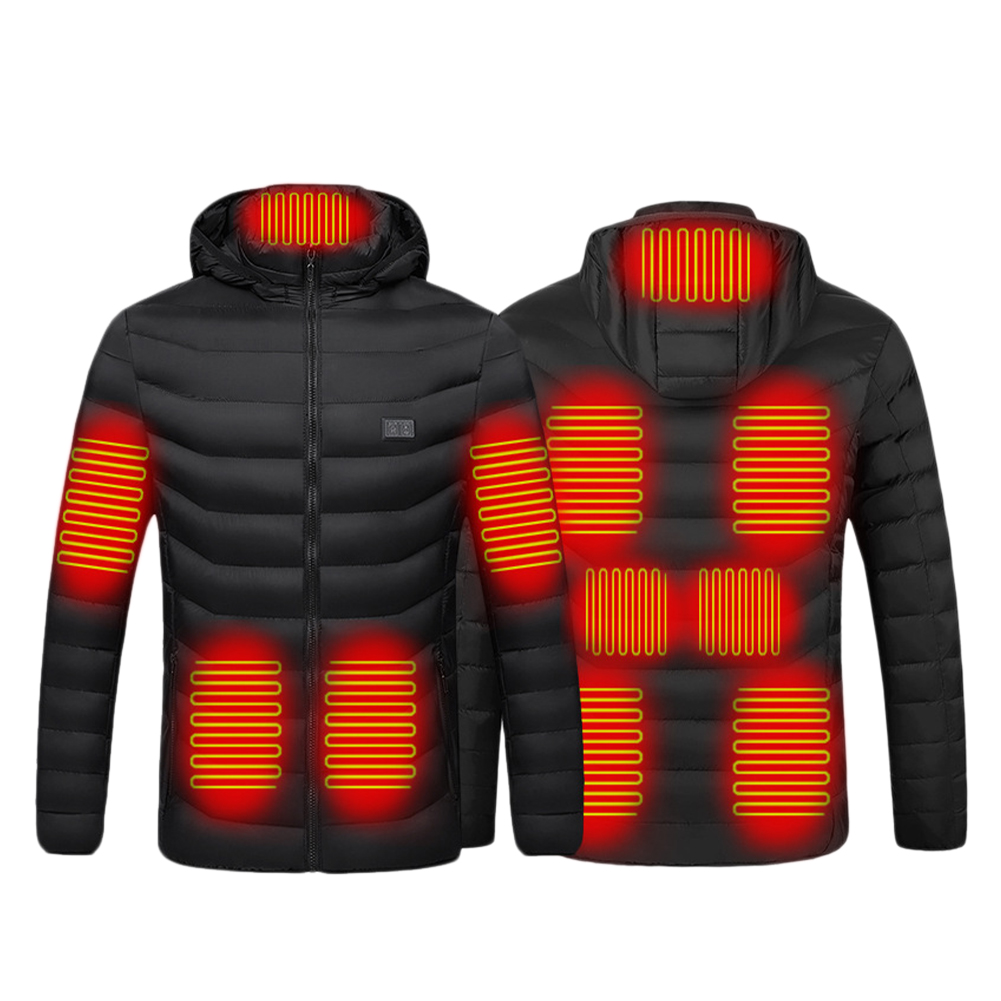 Chaqueta térmica eléctrica para hombres y mujeres, recargable por USB,  calentador de cuerpo, 8 zonas de calefacción, chaqueta con capucha