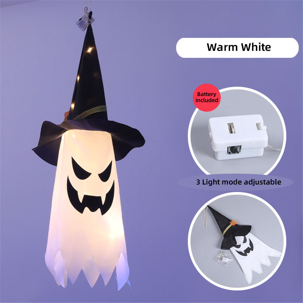 RXUNS - Guirnalda de luces Led de fantasma con pilas, decoración de Halloween de miedo para interiores y exteriores, decoración de fiesta en casa