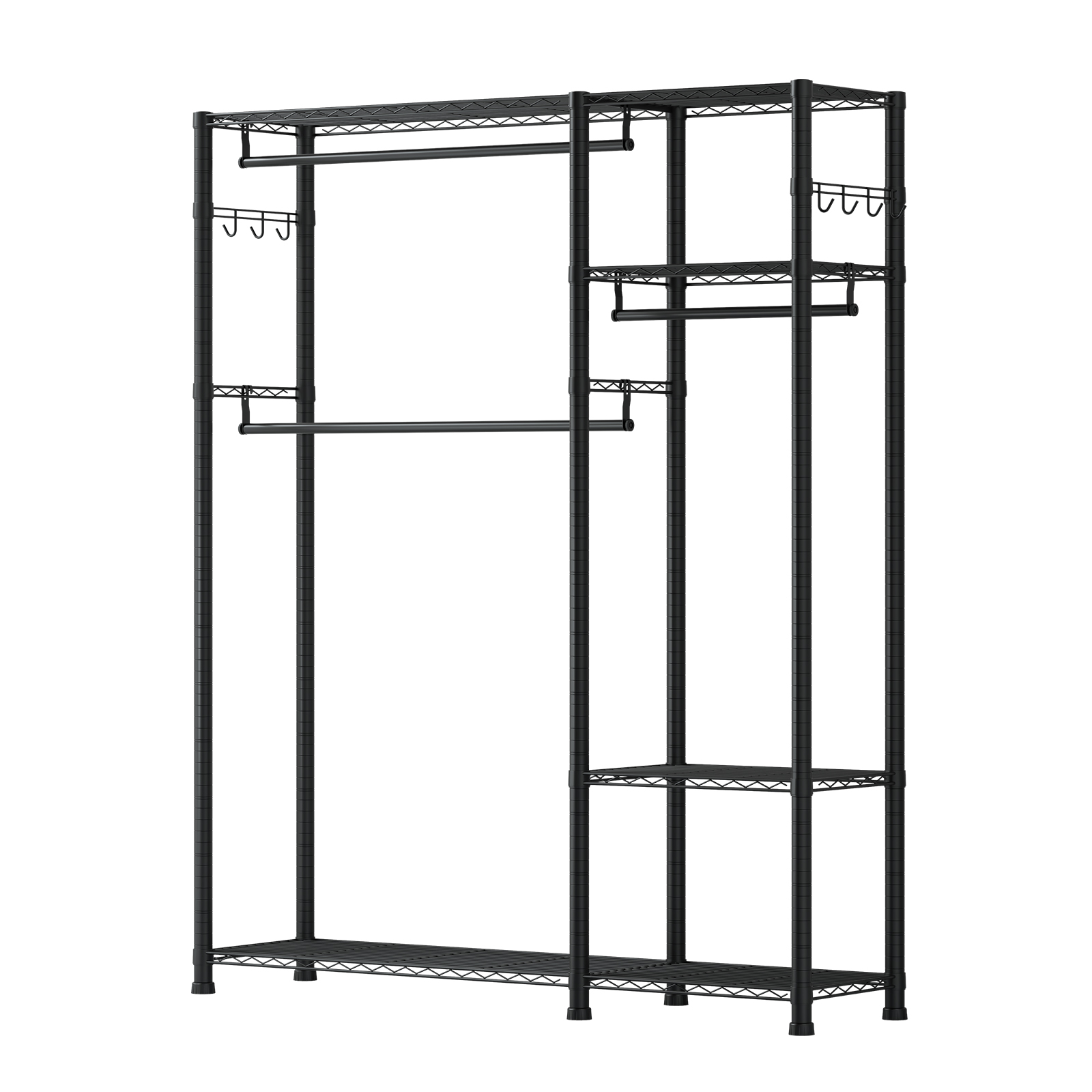 Perchero Resistente SucceBuy con Estantes Ajustables, Estructura de Acero, Capacidad de 363 kg, Organizador de Armario con 3 Barras para Colgar para Dormitorio, Tienda o Pasillo