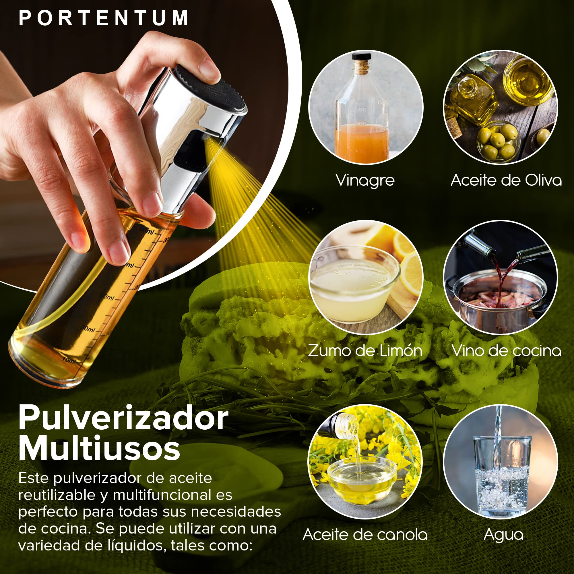 Spray Pulverizador para cocinar. Vaporizador, Dosificador de Aceite de  Oliva, Vinagre y Limon. : Hogar y Cocina 