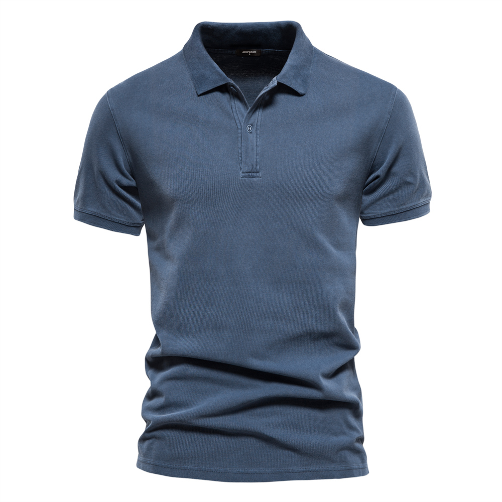 AIOPESON - Aiopeson-Camiseta de algodón puro para hombre, polo informal de manga corta doblada, ropa de moda masculina, Polo 100%