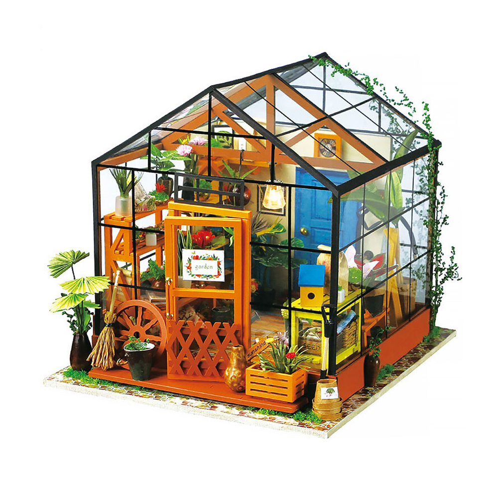 Robotime - Robotime-casa de muñecas de madera para niños, casa de flores, bricolaje