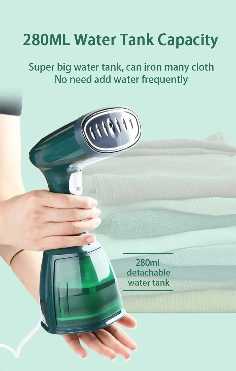 Garment Steamers 280ml Handheld Fabric Steamer 7 Holes 20 Seconds Fast-Heat 1500W Garment Steamer for Home Travelling Portable_voghion.com