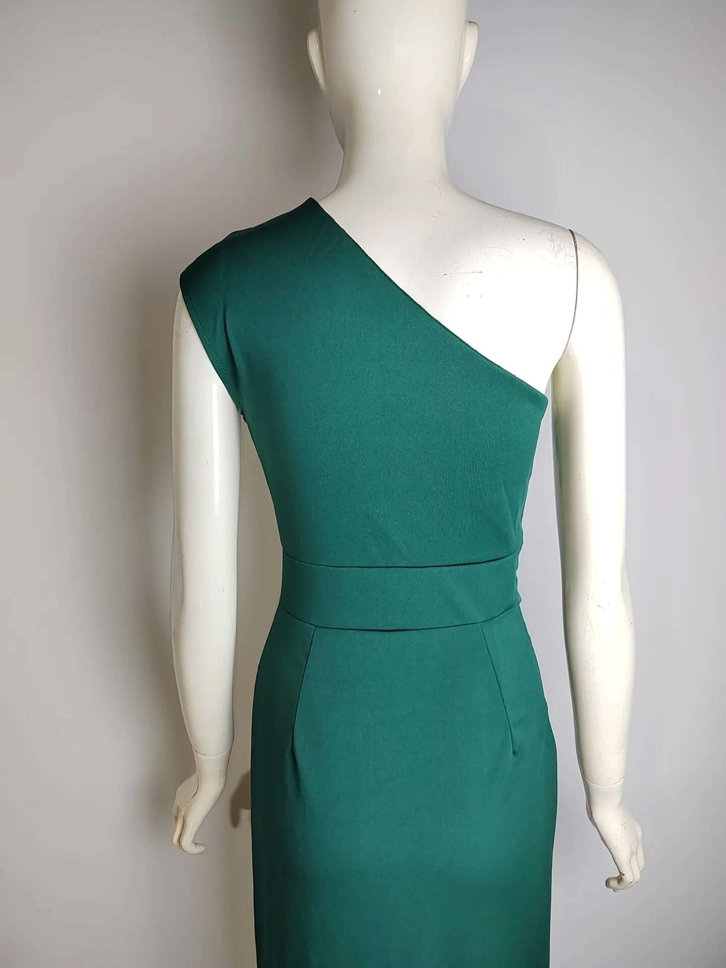 Vestido de Fiesta de Hombro Cautivador Color Sólido, Cuello Dobladillo, Vestido de Cuerpo Moldado con Abertura Moda para Mujeres - details 20