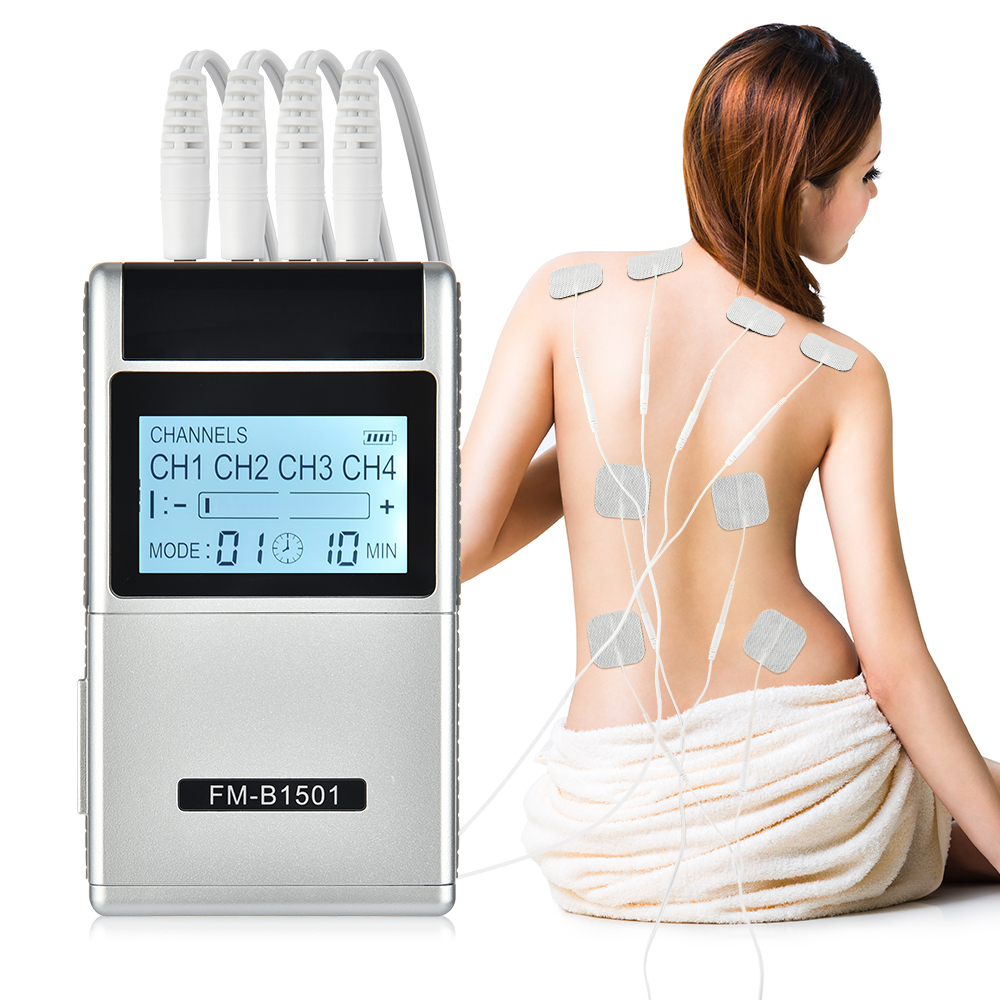 Electroestimulador muscular profesional EMS multifuncional, máquina de  fisioterapia Tens, almohadilla para aliviar el dolor, 4 canales de salida,  24 modos