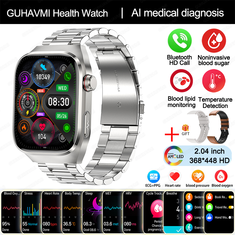 2025 Nuevo Reloj Inteligente de Diagnóstico médico AI de Cinco Órganos, Micro examen Físico de hambres y Mujeres, Smartwatch de Salud de Tres altos, Llamada Bluetooth, ECG función,Lípidos sanguíneos, ácido, monitoreo no invasivo de Azúcar en sangre