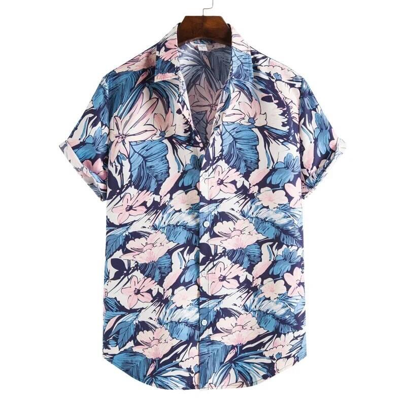 Hombres de manga corta con estampado hawaiano retro de los años 90, camisa de playa tropical para vacaciones, camisas sueltas casuales para hombres - details 6
