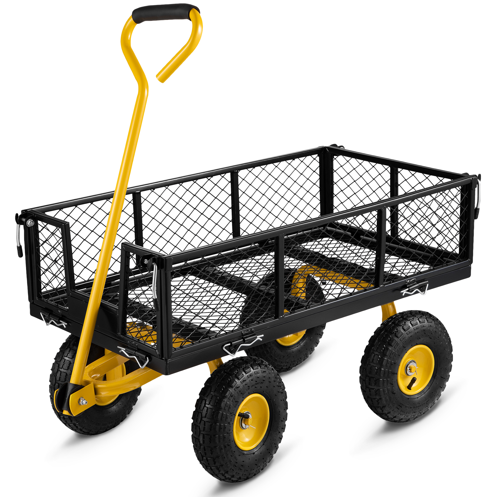 VEVOR-Carro de jardín de acero resistente, accesorio de utilidad para  césped, 500/900/1200/1400lbs, lados de malla extraíbles y mango giratorio  de 180 ° para patio
