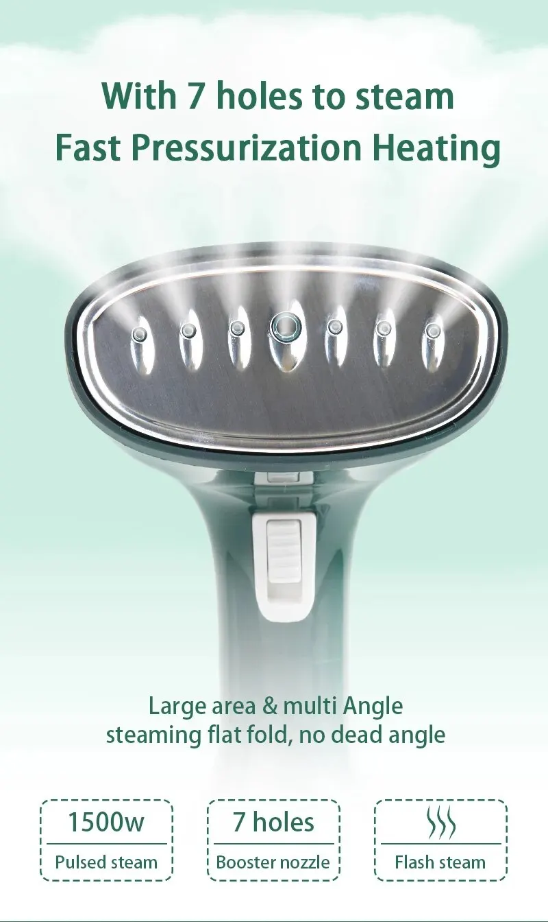 Garment Steamers 280ml Handheld Fabric Steamer 7 Holes 20 Seconds Fast-Heat 1500W Garment Steamer for Home Travelling Portable_voghion.com
