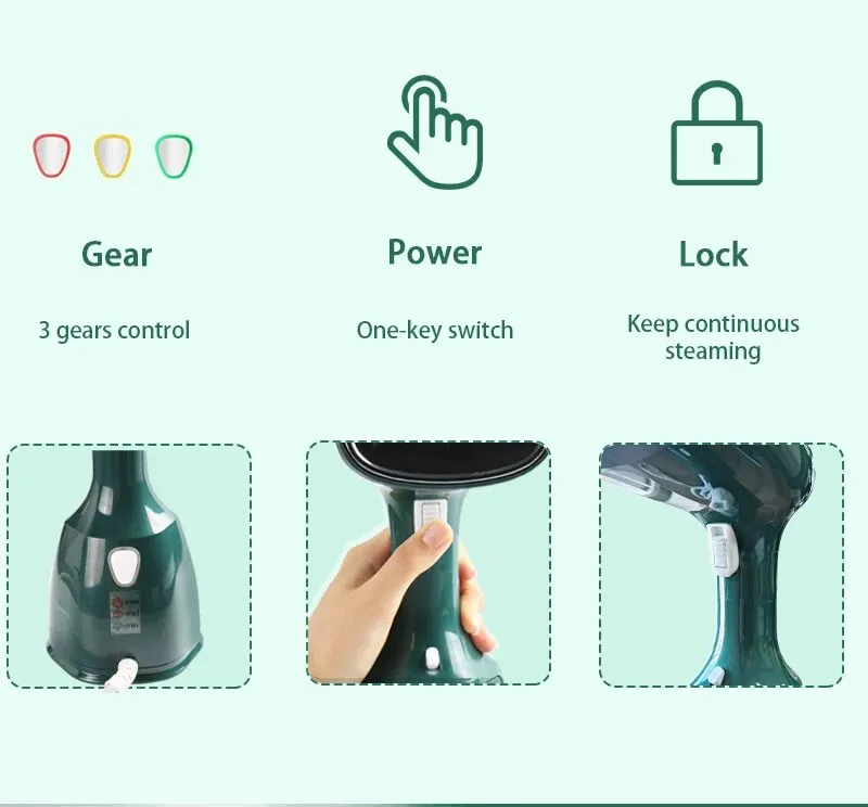 Garment Steamers 280ml Handheld Fabric Steamer 7 Holes 20 Seconds Fast-Heat 1500W Garment Steamer for Home Travelling Portable_voghion.com