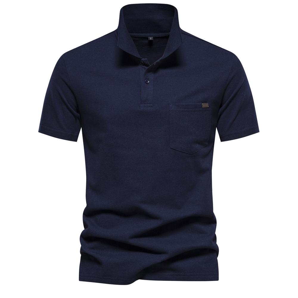 AIOPESON - AIOPESON-camiseta de bolsillo único para hombre, polo de manga corta, informal, 100%