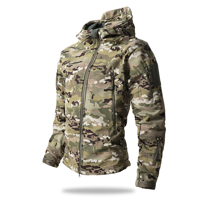 Lurker Shark Skin Soft Shell Tactical Jacket Men Waterproof Fleece Hooded Coat Hunt Clothes Autumn New Outdoor Camouflage Jacket