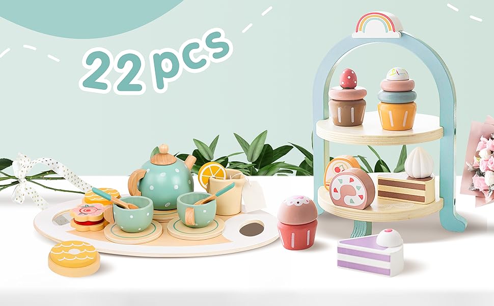 wooden tea party set