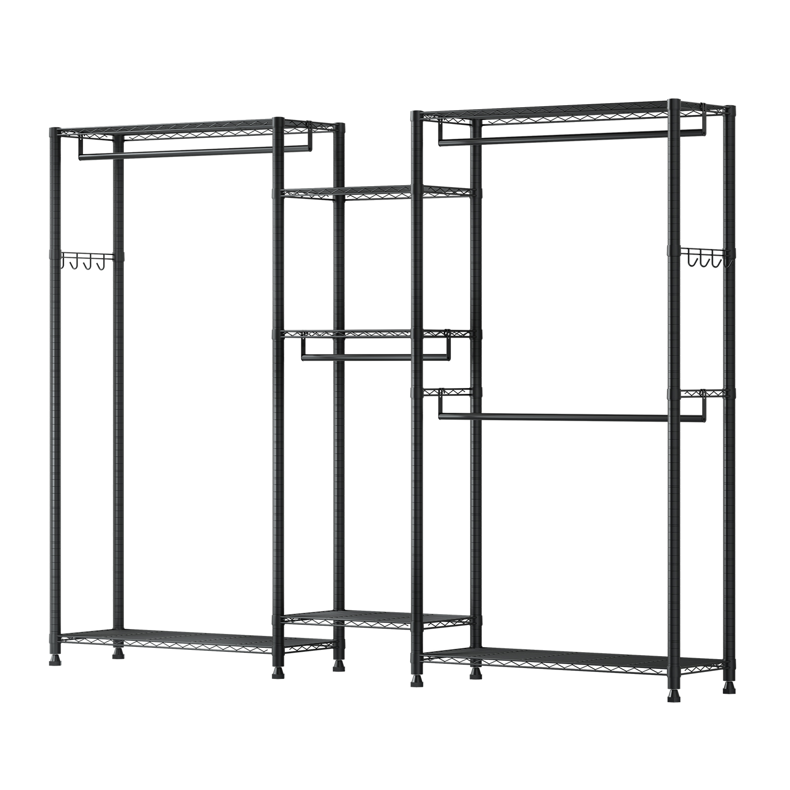 Perchero para Ropa SucceBuy, Organizador de Armario Resistente, 7 Estantes Ajustables con Estructura de Acero, Capacidad de Carga de 385.5 kg, Perchero con 4 Barras para Colgar Ropa para Dormitorio, Tienda o Pasillo