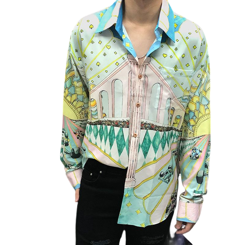 Camisa de manga larga con estampado de patrones geométricos hombre, vestido blusa, ropa de marca, camisa hawaiana, 2023 | Miravia