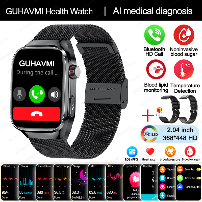 2025 Nuevo Reloj Inteligente de Diagnóstico médico AI de Cinco Órganos, Micro examen Físico de hambres y Mujeres, Smartwatch de Salud de Tres altos, Llamada Bluetooth, ECG función,Lípidos sanguíneos, ácido, monitoreo no invasivo de Azúcar en sangre