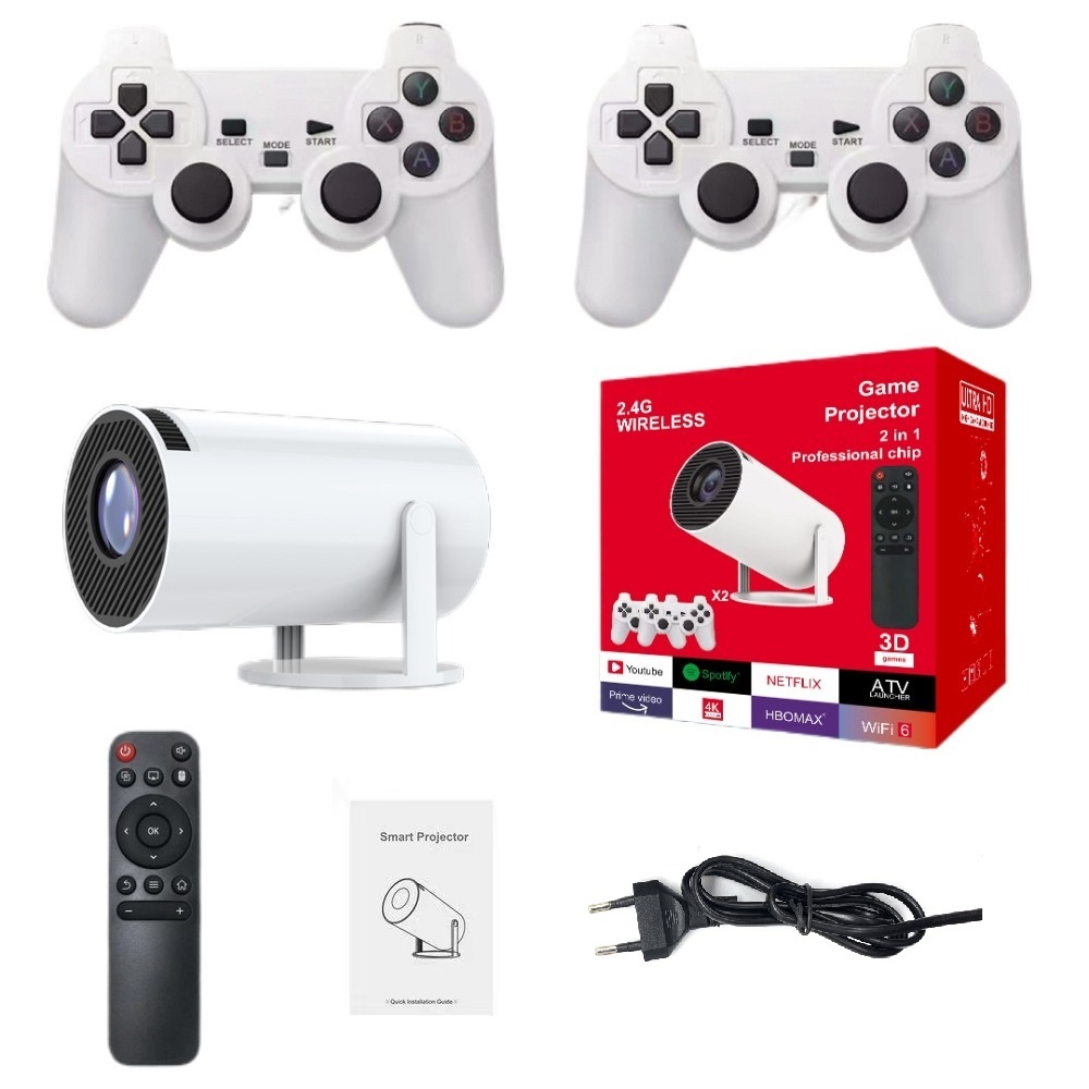 Proyector inteligente compatible con 4K y 1080P, 720P local, juego de mandos, Android 11, cine en casa, portátil