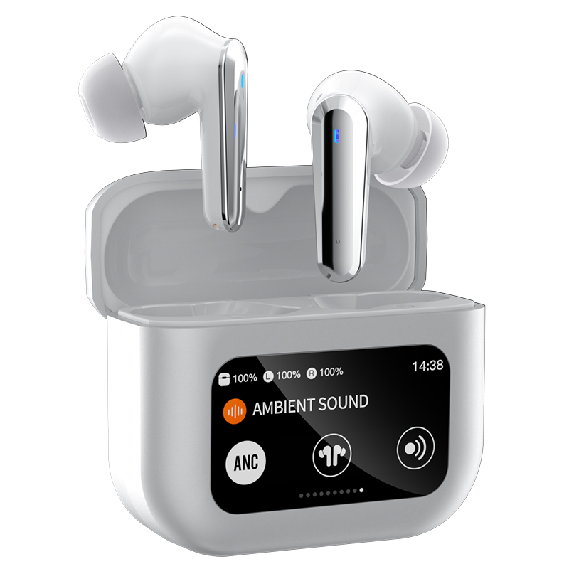 2025 TWS Wireless Bluetooth Headphones with LED Smart Touch Screen, Wireless In Ear Headphones with Active Noise Cancellation, Powerful Bass, 80H Battery Life, Bluetooth 5.4, HD Microphone, Compatible with iPhone Samsung Xiaomi Huawei