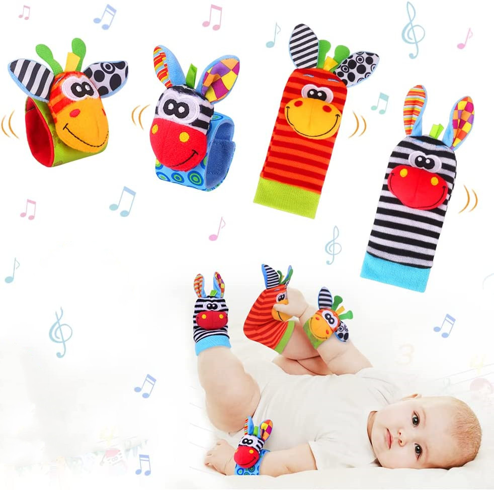  AZEN Calcetines de sonajero para bebé, juguetes para bebés de 3  a 6 meses, sonajeros de muñeca para bebés de 0 a 6 meses, juguetes para  bebés recién nacidos de 0