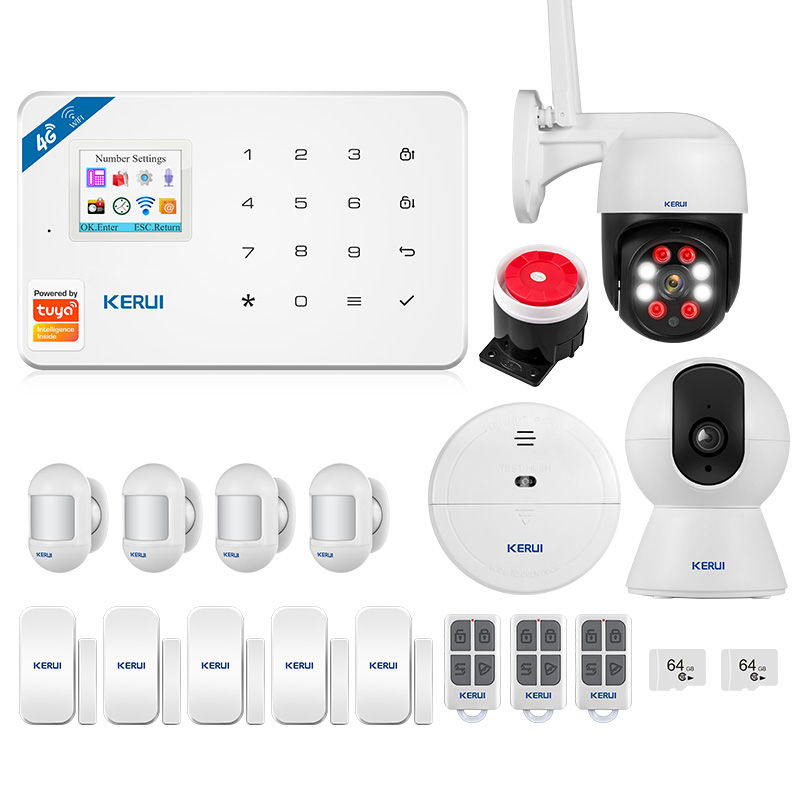 Alarma InaláMbrica De Seguridad Para El Hogar Kit del sistema de alarma 4G  GSM WIFI Tuya Smart Home Alarm TRABAJO ASISTENTE Cámara de seguridad Sensor  de puerta Sirena Para Casa, Apartamento 