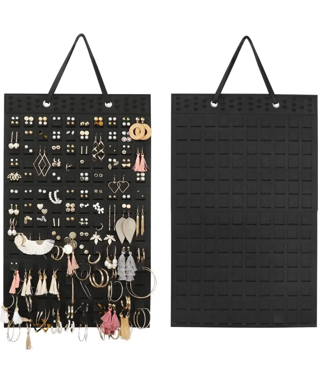 Organizador De Pendientes De Pared De Madera - Soporte Colgante En Forma De Luna O Hexágono, 30 Cm, Para Almacenar Y Exhibir Aretes, Anillos Y Joyas