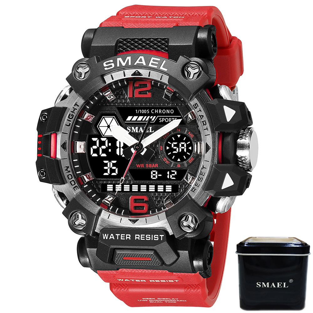 Comprar Relojes SMAEL para hombre, reloj deportivo resistente al agua hasta  50m, reloj deportivo para hombre militar, reloj Digital 8072 con pantalla  Dual, reloj Digital Led de cuarzo