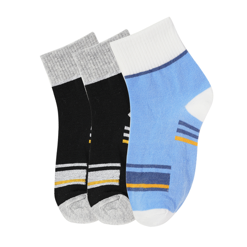 ECMLN - Calcetines cortos transpirables y cómodos para hombre, medias de longitud media de poliéster y algodón a rayas de colores, lote de 3 pares
