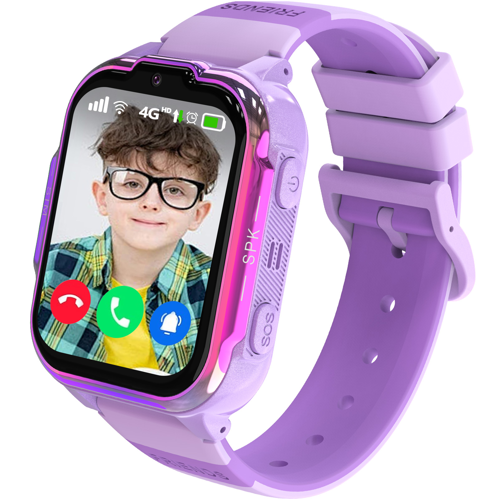 Reloj Inteligente para Niño 4G, Vídeo HD y Llamadas con Función de Chat Familiar, Pantalla Táctil de 1,83 Pulgadas, SOS, GPS, Juegos, Modo Aula, Regalo para Niñas y Niños de 4-14 Años (Púrpura)
