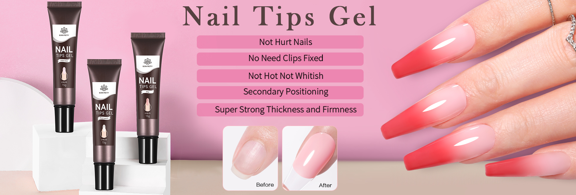 Born Pretty Rhinestone Glue Gel Nail Polish Set Adhesive Nail Tips