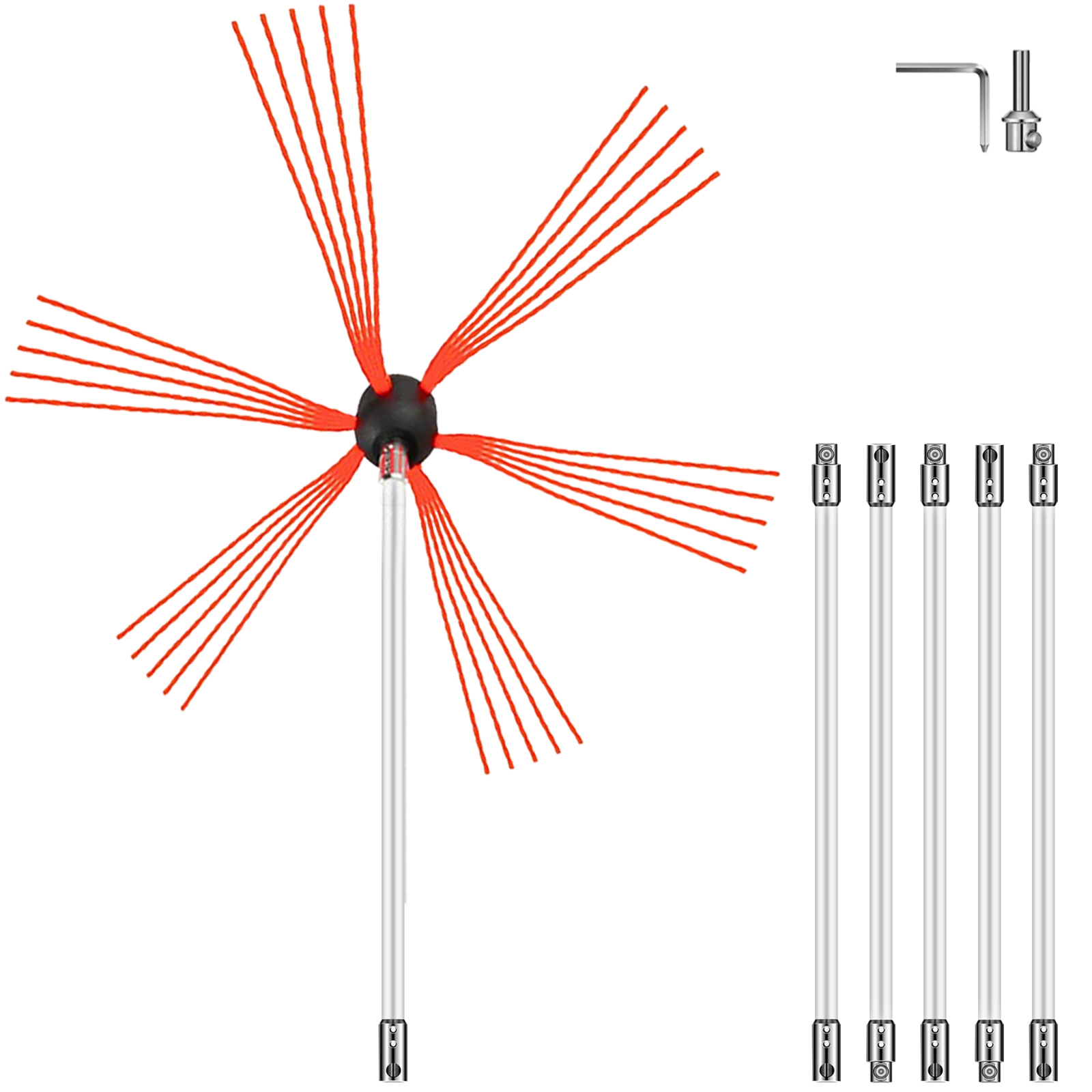 Deshollinador Cepillo Nylon Cepillo 20m Kit Flexibles 20 Varillas