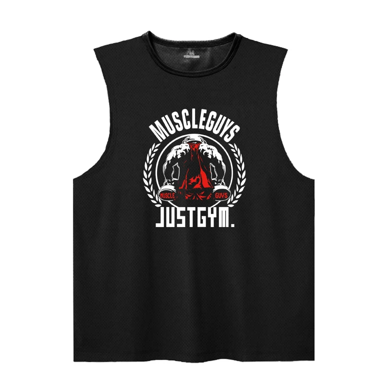 Muscleguys - Camisetas sin mangas de gimnasio para hombre, camiseta de malla para correr, entrenamiento de baloncesto, chaleco deportivo informal para hombre
