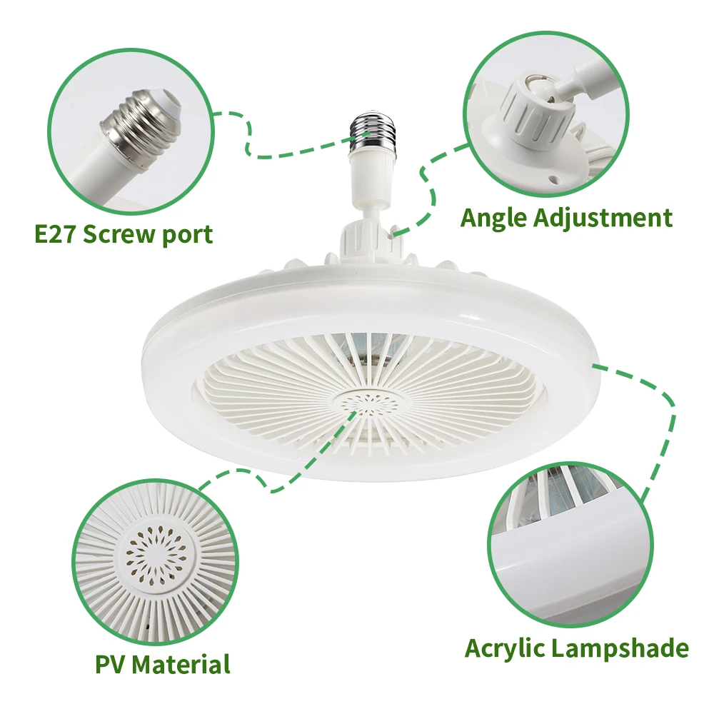 Modern Design E27 Simple Practical Indoor Multifunction Suspension Smart Fan Light_voghion.com