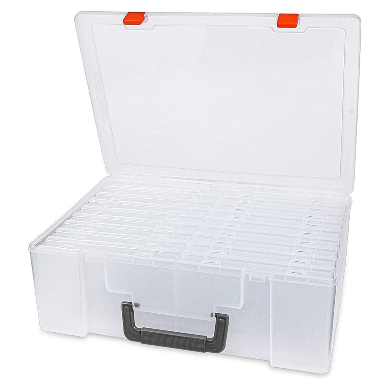 Caja organizadora grande de plástico de 24 rejillas divisores ajustables,  caja de almacenamiento transparente para joyas, manualidades, cintas washi