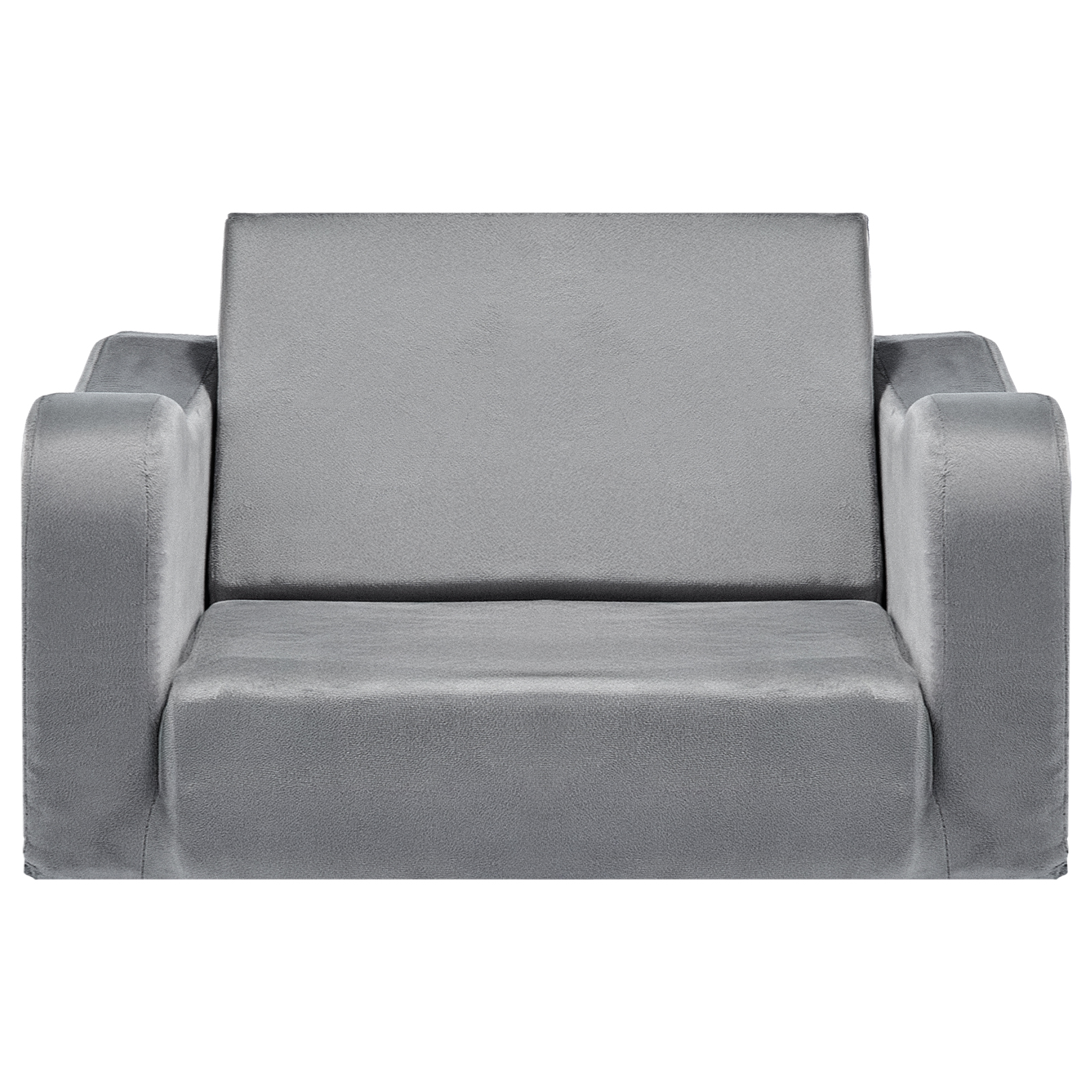 SucceBuy 2-in-1 Kids Sofa, Foldable Toddler Couch with Armrests, Crafted from 28D Sponge & Short Pile Fabric, Convertible Chair to Lounger for Playtime or Relaxation, Medium Size, Gray