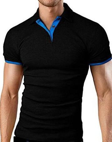 Mens Slim Fit Short Sleeve Polo Shirt Solid Soft Collared Shirt Work Golf Hiking Casual Shirt for Men Navy/White