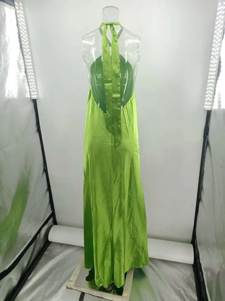 Elegante Vestido de Noche de Satén con Halter Neck Holgado Moda de Verano A-e - details 18