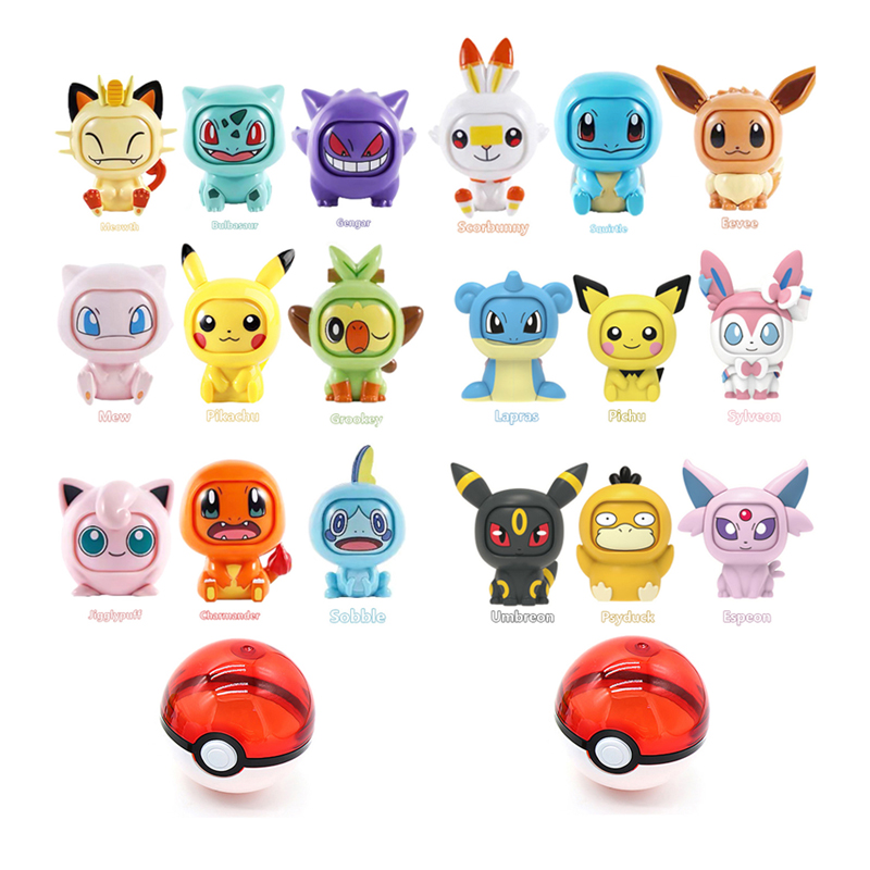 Pokemon Figuras de Accion, Picachu, Bulbasaur, Pokeball, Juguete que cambia  la cara para Niños y Niñas