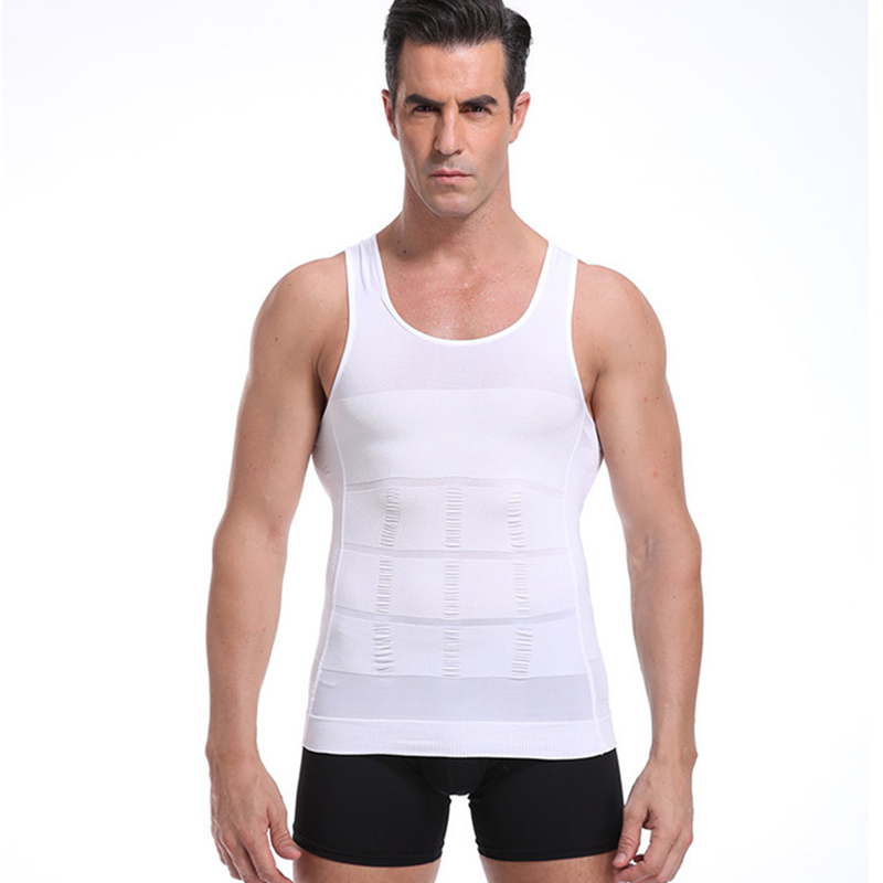 ECMLN - Los hombres de adelgazamiento shaper chaleco abdomen para corrector de compresión cuerpo edificio pecho músculo barriga corsé de camisa