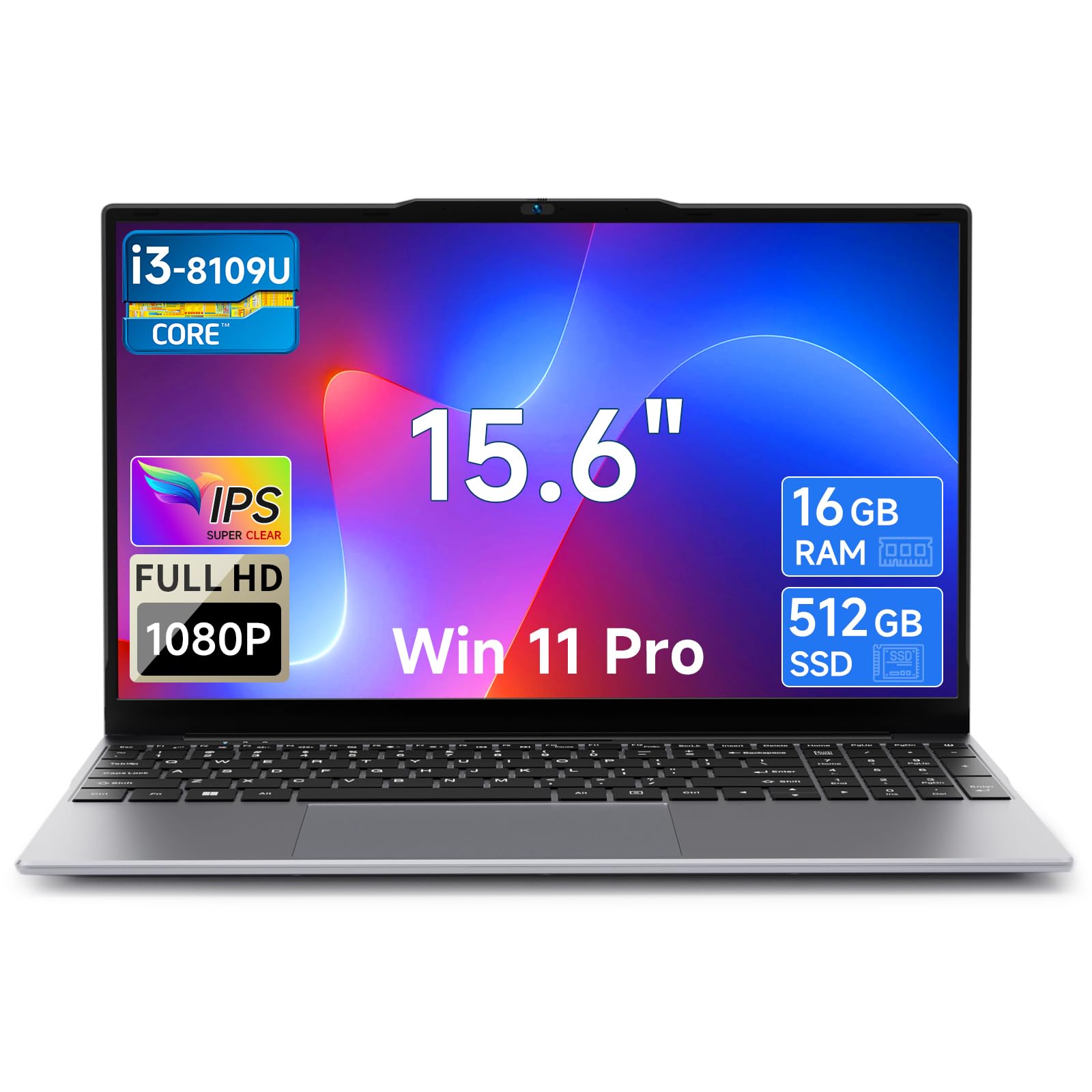 BMAX X15 Power Portátil 180° Convertible 15.6 Pulgadas Pantalla IPS FHD 1920x1080, Procesador Intel Core i3-8109U, 16GB DDR4 + 512GB SSD, Sistema Operativo Windows 11