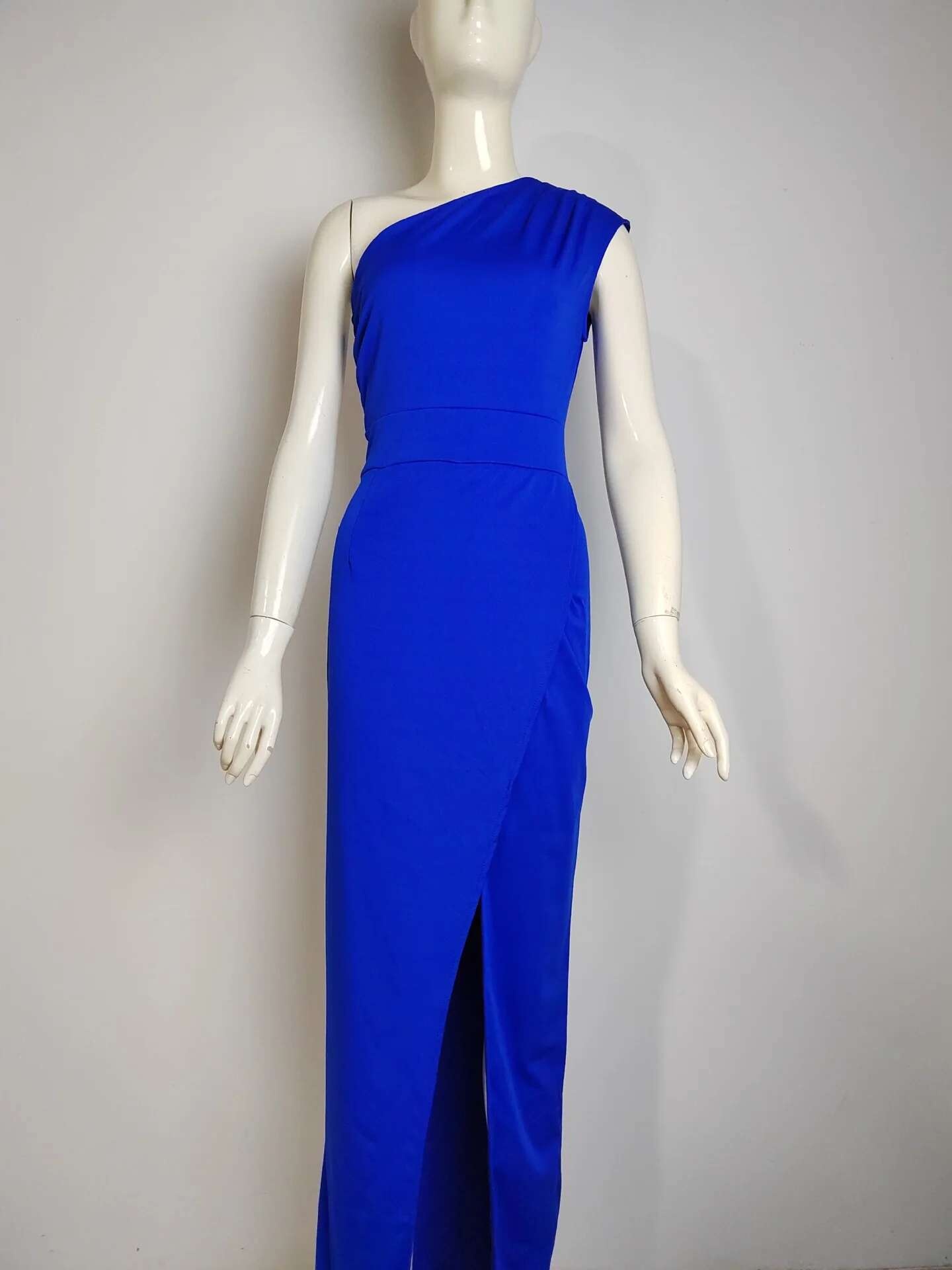 Vestido de Fiesta de Hombro Cautivador Color Sólido, Cuello Dobladillo, Vestido de Cuerpo Moldado con Abertura Moda para Mujeres - details 13