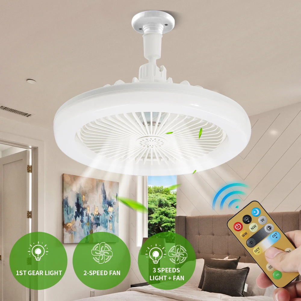 Modern Design E27 Simple Practical Indoor Multifunction Suspension Smart Fan Light_voghion.com